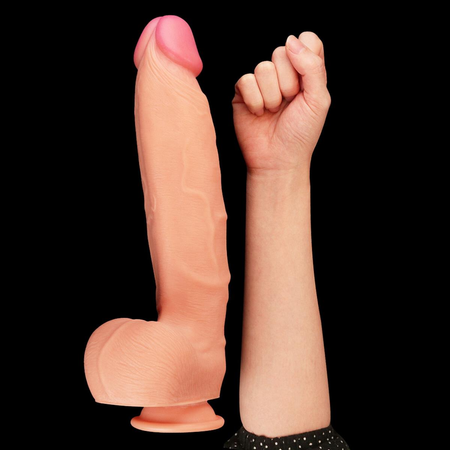 Realistyczne dildo z przyssawką Nature Cock 12" Dual Layered Platinum