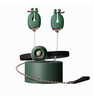 Qingnan No.2 Vibrating Nipple Clamps and Choker Set Green