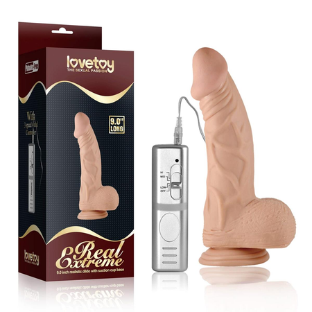 Dildo realistyczne na przyssawce z wibracją Lovetoy Real Extreme 9.0"