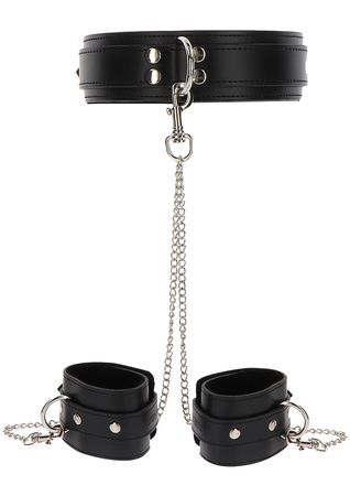 Czarna obroża z kajdankami na ręce Taboom Heavy Collar and Wrist Cuffs Black