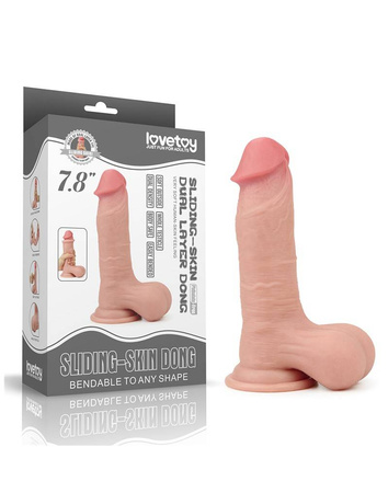 Elastyczne dildo z przesuwną skórą i przyssawką Lovetoy Sliding Skin Dong 7,8''