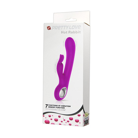 Wibrator Pretty Love Hot Rabbit - funkcja pamięci, USB, silikon medyczny BARDZO CICHY