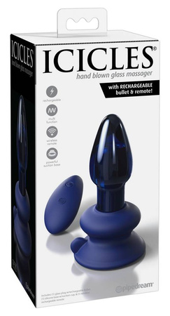 Szklany korek analny z przyssawką oraz wibracjami Icicles No 85