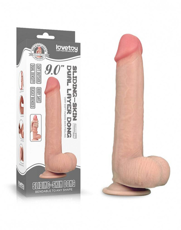 Elastyczne dildo z przesuwną skórą i przyssawką Lovetoy Sliding Skin Dong 9''