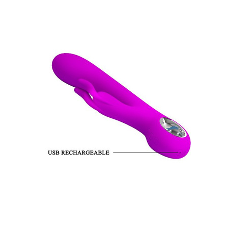 Wibrator Pretty Love Hot Rabbit - funkcja pamięci, USB, silikon medyczny BARDZO CICHY