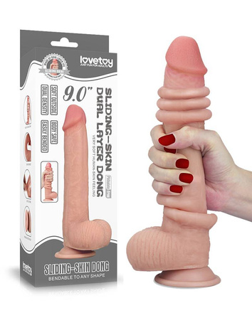 Elastyczne dildo z przesuwną skórą i przyssawką Lovetoy Sliding Skin Dong 9''
