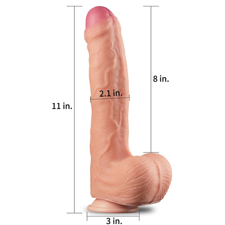 Realistyczne dildo z przyssawką Nature Cock 11" Dual Layered Platinum