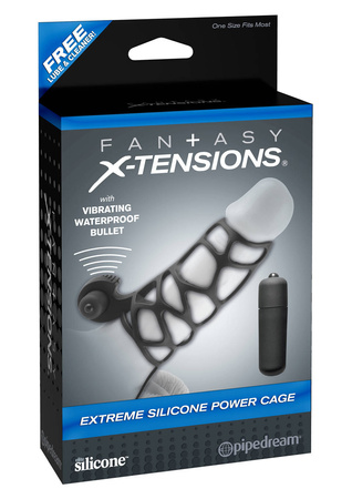 Nakładka na penisa Fantasy Extensions extreme silicone power cage z wibracjami