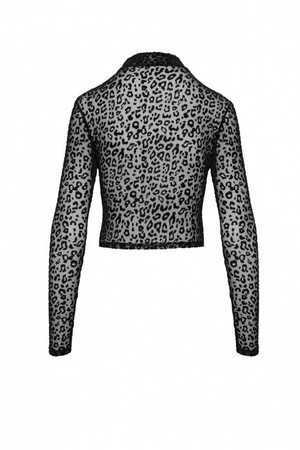 Top z długim rękawem w zwierzęcy print F289 Noir Handmade