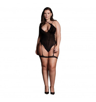 Metis XVI Body with Garters Crossed Neckline Black OSX