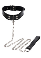 Obroża z ekoskóry ze smyczą Taboom Elegant Collar and Chain Leash Black