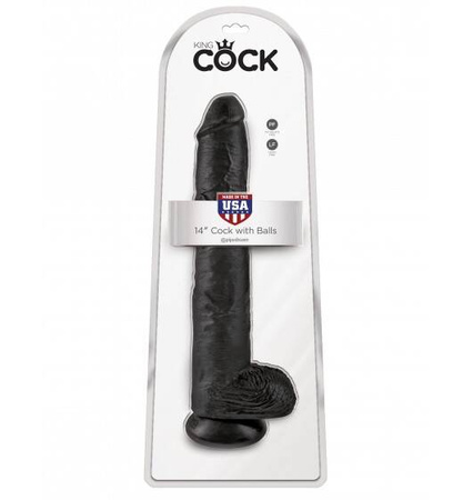 Dildo-KING COCK 14"""" WITH BALLS BLACK