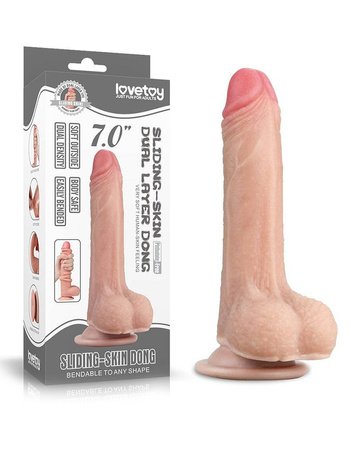 Elastyczne dildo z przesuwną skórą i przyssawką Lovetoy Sliding Skin Dong 7''