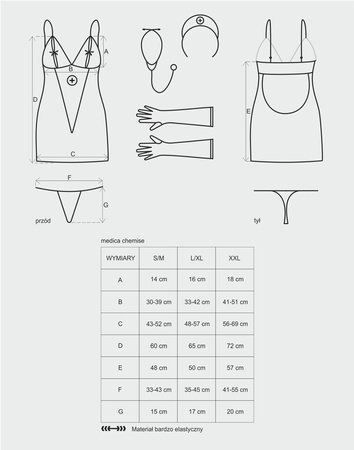 Kostium, przebranie pielęgniarki Obsessive Medica + stetoskop