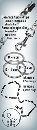 Pierścień erekcyjny i klamerki na sutki Sextreme