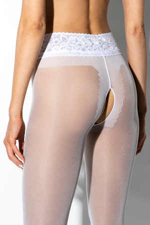 Rajstopy z dziurką Amour Hip Lace White 30 DEN