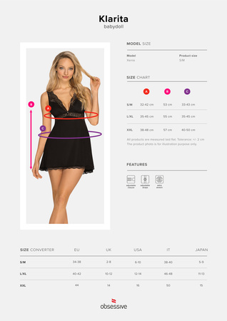 Koszulka babydoll + stringi PLUS SIZE Obsessive Klarita