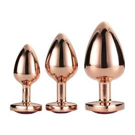 Zestaw 3 korków analnych w różnych rozmiarach z kryształowym sercem