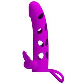 Wibrująca nakładka na penisa Pretty Love z paskiem na jądra