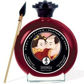 Jadalna farbka do ciała Shunga - słodkie musujące wino truskawkowe 