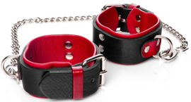 Skórzane kajdanki damskie WHIPS czarne