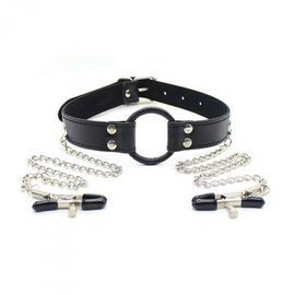 Knebel Boss Series Fetish Art z zaciskami na sutki