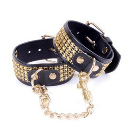 Kajdanki z ozdobnymi kryształkami Fetish Boss Series złote